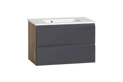 Held Badezimmerset Varese | Waschtisch und Spiegelschrank mit Beleuchtung | Wotan Eiche es Design