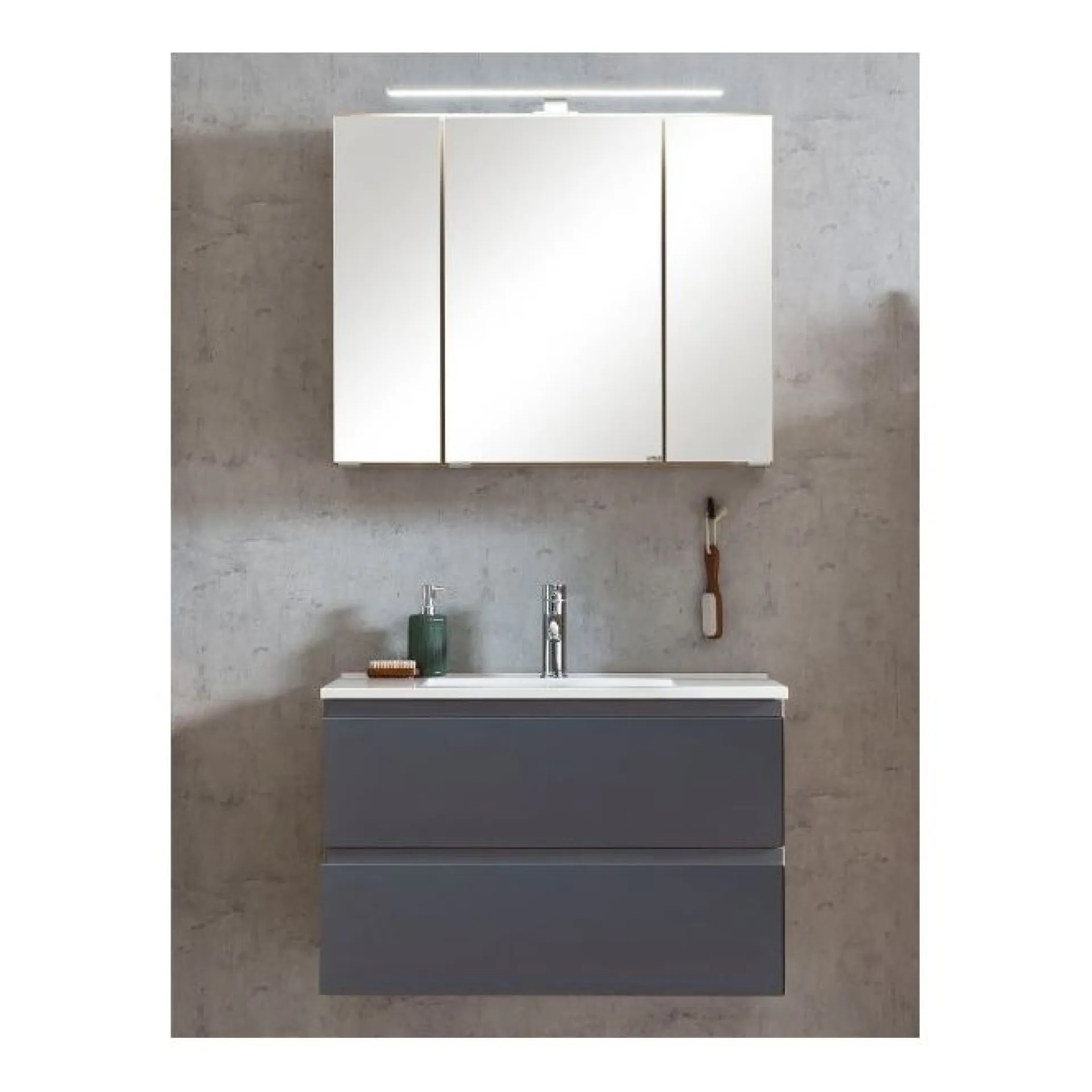 Held Badezimmerset Varese | Waschtisch und Spiegelschrank mit Beleuchtung | Wotan Eiche es Design