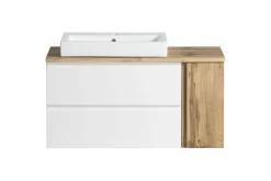 Held Badezimmerset Varese | Waschtisch und Spiegelschrank mit Beleuchtung | Wotan Eiche es Design