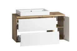 Held Badezimmerset Varese | Waschtisch und Spiegelschrank mit Beleuchtung | Wotan Eiche es Design