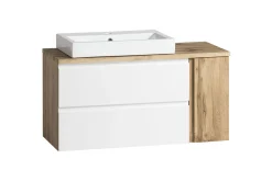 Held Badezimmerset Varese | Waschtisch und Spiegelschrank mit Beleuchtung | Wotan Eiche es Design