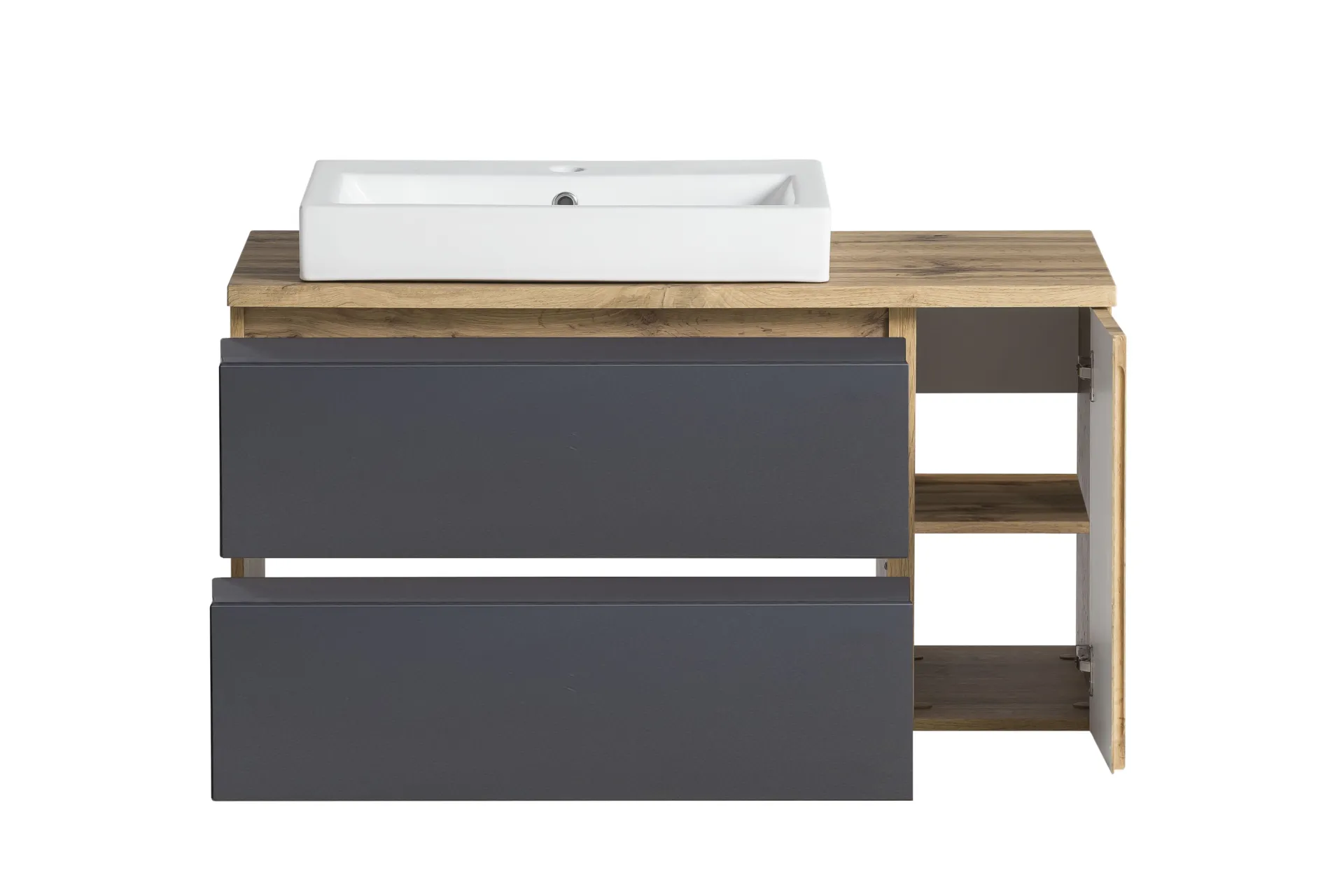 Held Badezimmerset Varese | Waschtisch und Spiegelschrank mit Beleuchtung | Wotan Eiche es Design
