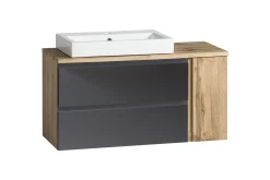 Held Badezimmerset Varese | Waschtisch und Spiegelschrank mit Beleuchtung | Wotan Eiche es Design