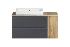 Held Badezimmerset Varese | Waschtisch und Spiegelschrank mit Beleuchtung | Wotan Eiche es Design