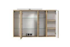 Held Badezimmerset Varese | Waschtisch und Spiegelschrank mit Beleuchtung | Wotan Eiche es Design