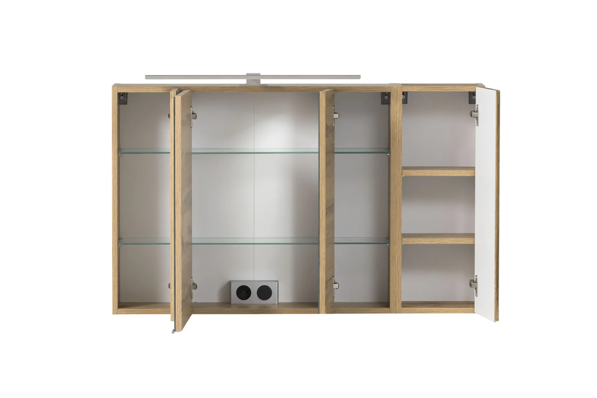 Held Badezimmerset Varese | Waschtisch und Spiegelschrank mit Beleuchtung | Wotan Eiche es Design