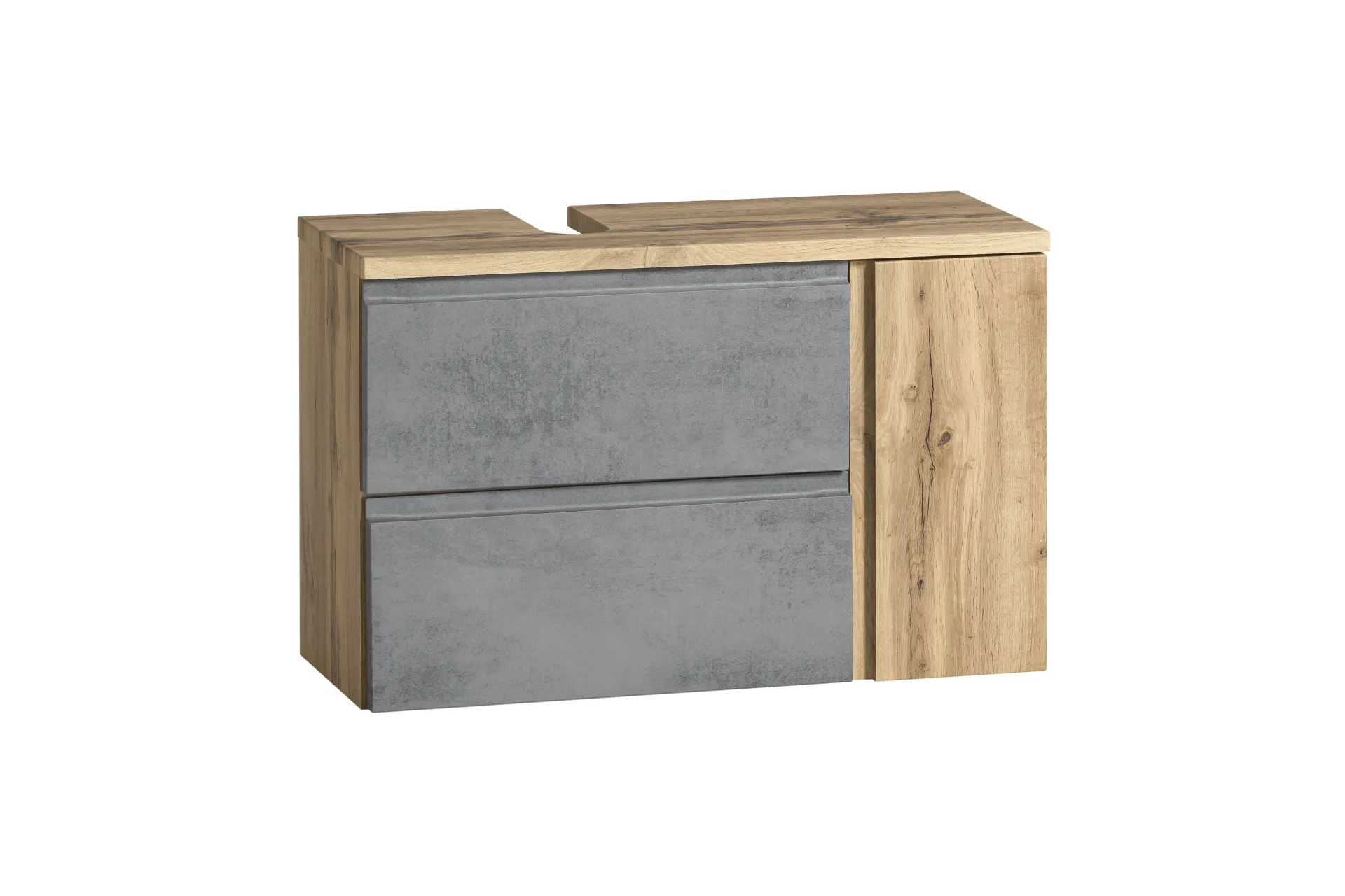 Held Badezimmerset Varese | Waschtisch und Spiegelschrank mit Beleuchtung | Wotan Eiche Beton Design
