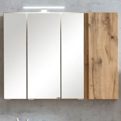Held Badezimmerset Varese | Waschtisch und Spiegelschrank mit Beleuchtung | Wotan Eiche Beton Design