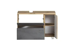Held Badezimmerset Varese | Waschtisch und Spiegelschrank mit Beleuchtung | Wotan Eiche Beton Design