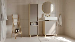 Badezimmer-Säulenschrank Azul - 40x40x153cm - 2 Türen - beige