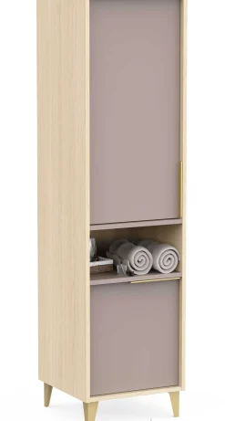 Badezimmer-Säulenschrank Azul - 40x40x153cm - 2 Türen - beige
