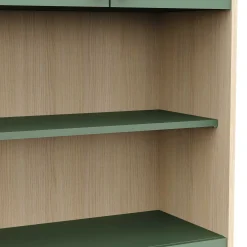 Badezimmersäulenschrank Calypso - 69x33x201cm - 4 Türen und 1 Schublade - Eiche Dekor/Grün