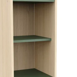 Badezimmersäulenschrank Calypso - 39x33x201cm - 2 Türen und 1 Schublade - Eiche Dekor/Grün