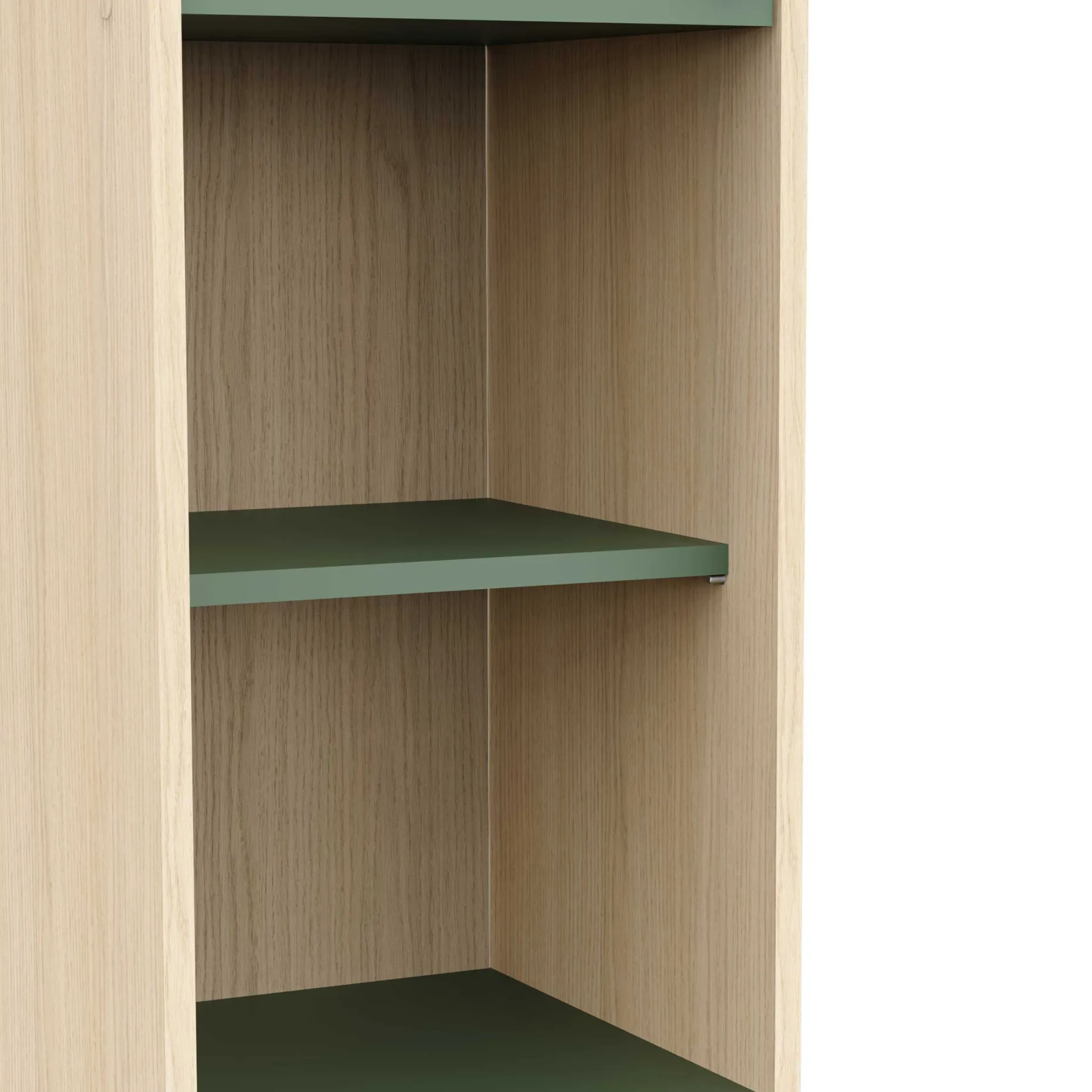 Badezimmersäulenschrank Calypso - 39x33x201cm - 2 Türen und 1 Schublade - Eiche Dekor/Grün