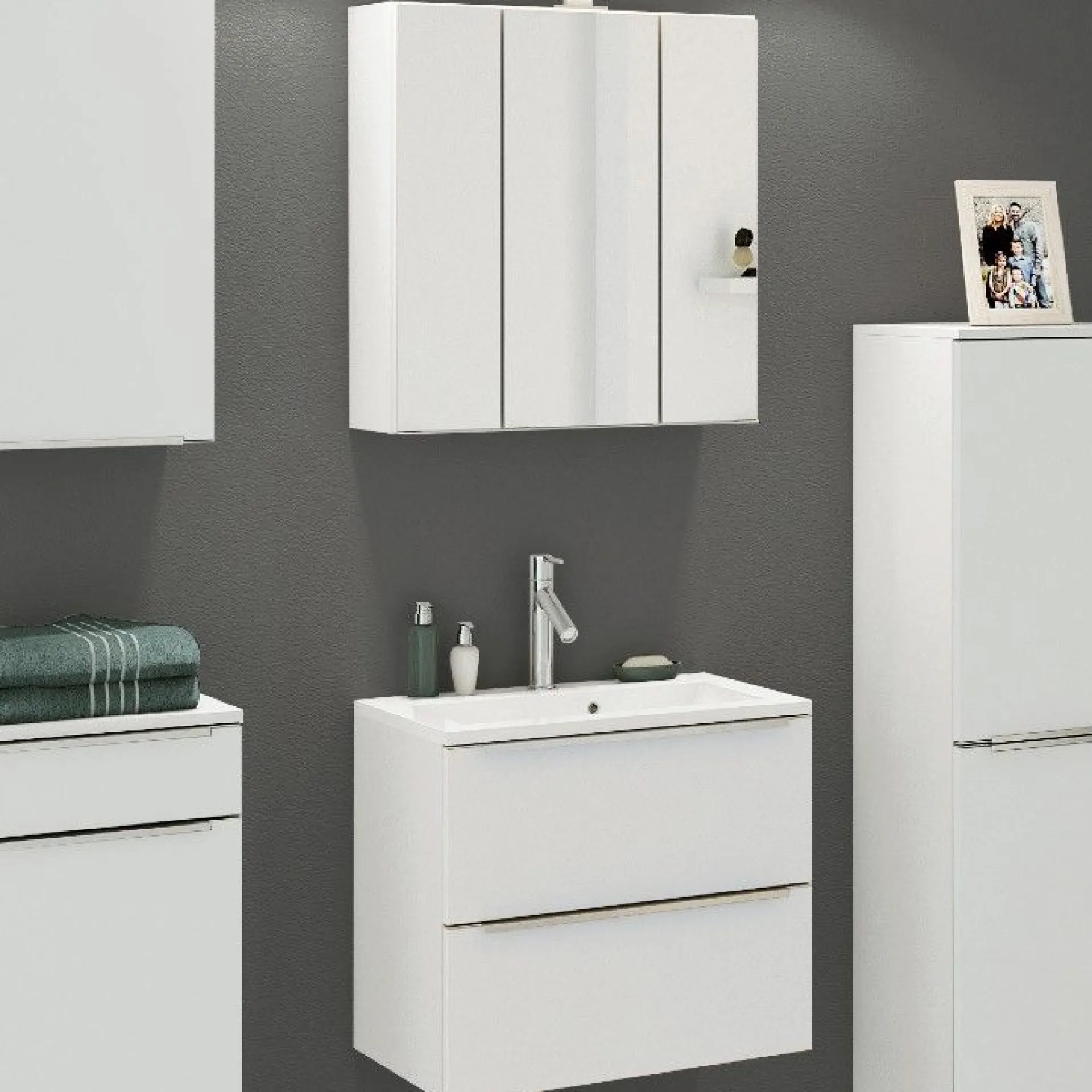 Held Badkombination Hansen 1 Waschtischunterschrank und Spiegelschrank 60cm -