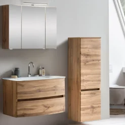 Held Badkombination Kornel 3 mit weißem Waschbecken - Eiche