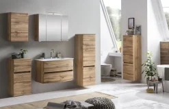 Held Badkombination Kornel 3 mit weißem Waschbecken - Eiche