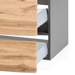 Held Badkombination Kornel 8 4-teilig mit grauem Waschbecken - Graphitgrau/Eiche