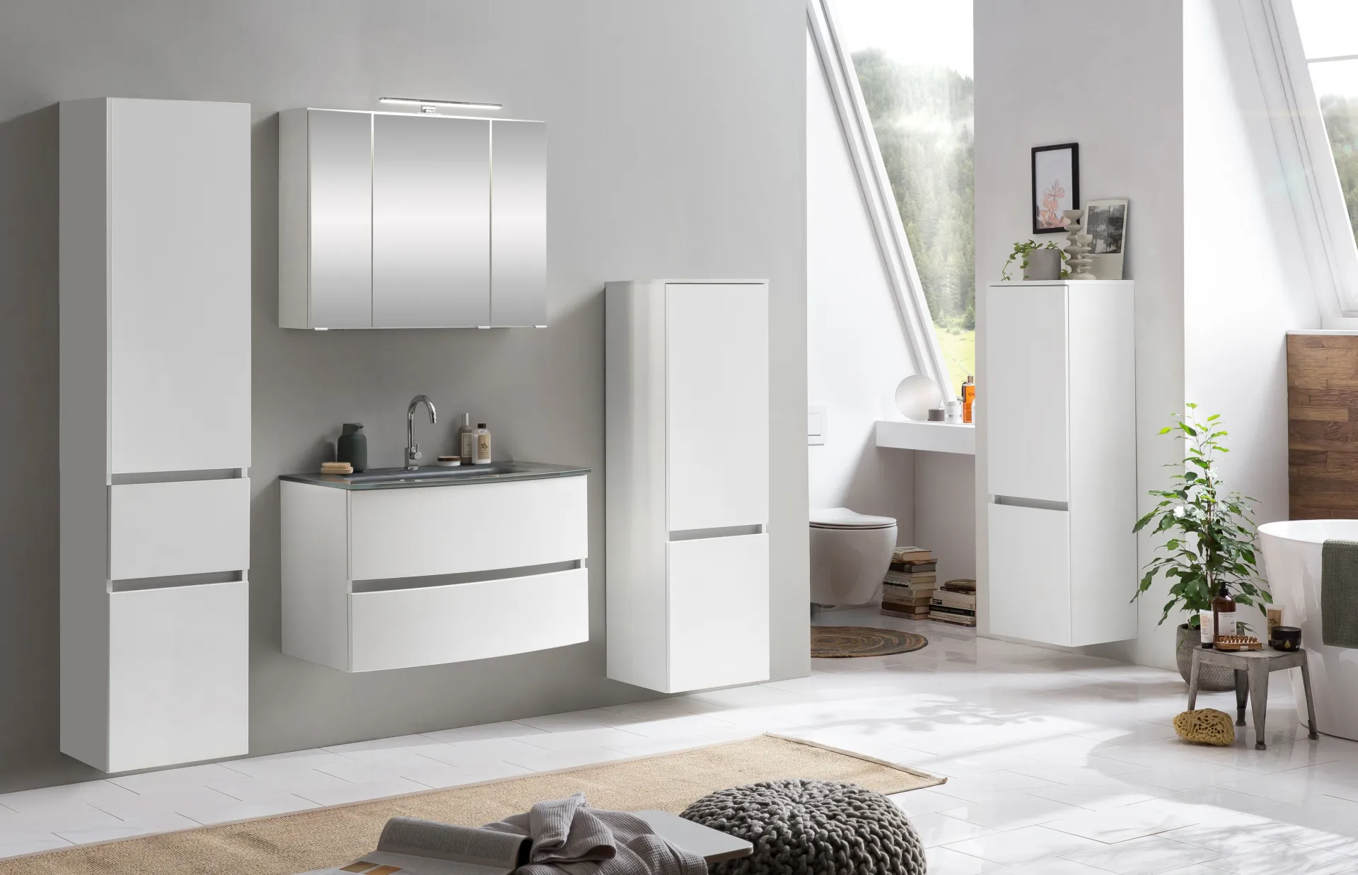 Held Badkombination Kornel 10 4-teilig mit grauem Waschbecken -