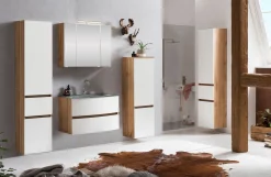 Held Badkombination Kornel 10 4-teilig mit grauem Waschbecken - Eiche/Mattweiß