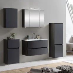 Held Badkombination Kornel 11 5-teilig mit weißem Waschbecken - graphit