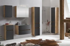 Held Badkombination Kornel 14 5-teilig mit grauem Waschbecken - Eiche/mattgrau