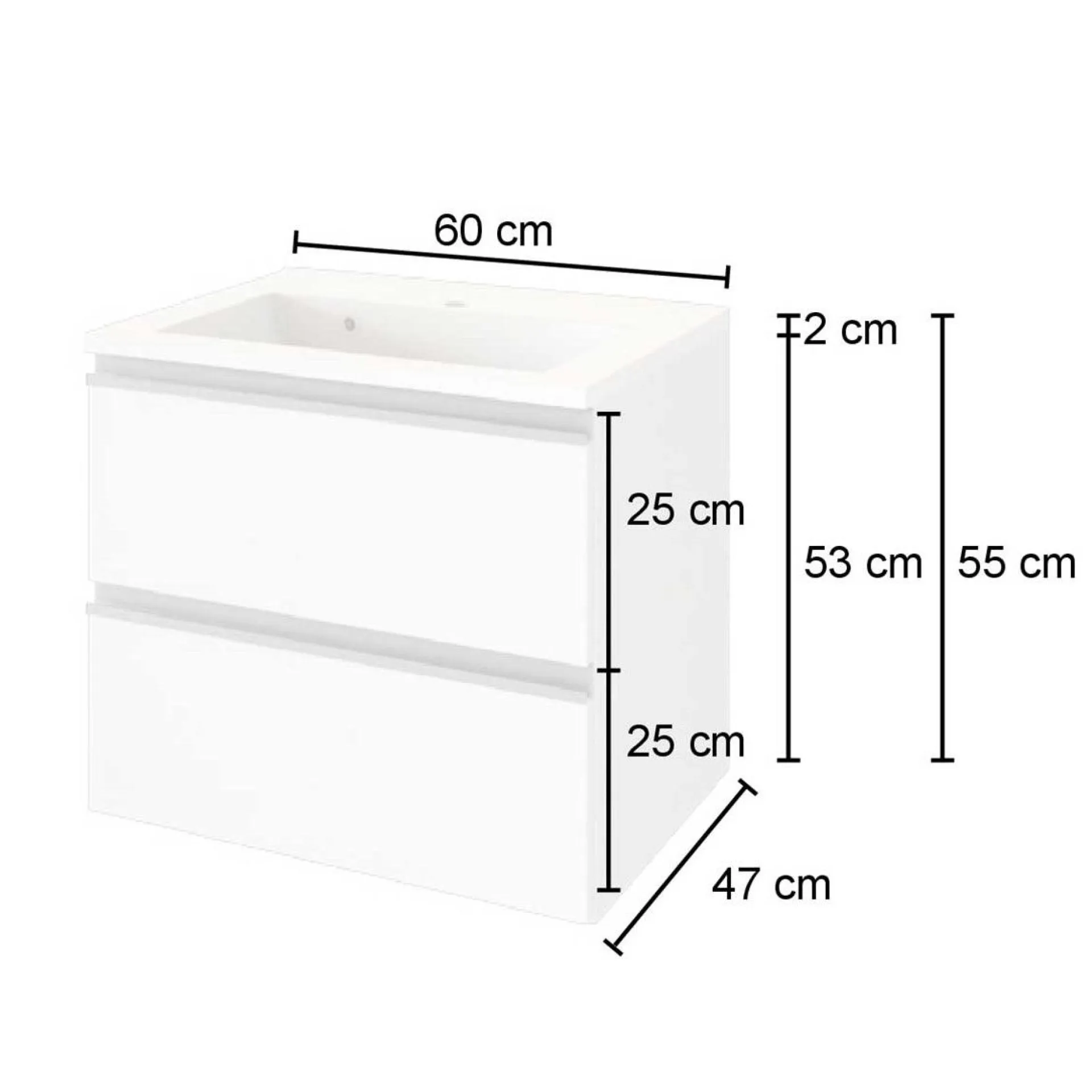 Held Badkombination Lotuk 1 Waschtisch und Spiegelschrank 60cm -