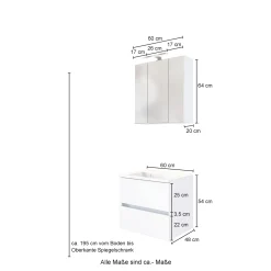 Held Badkombination Luna 2-teilig 60cm - Eiche/Weiß