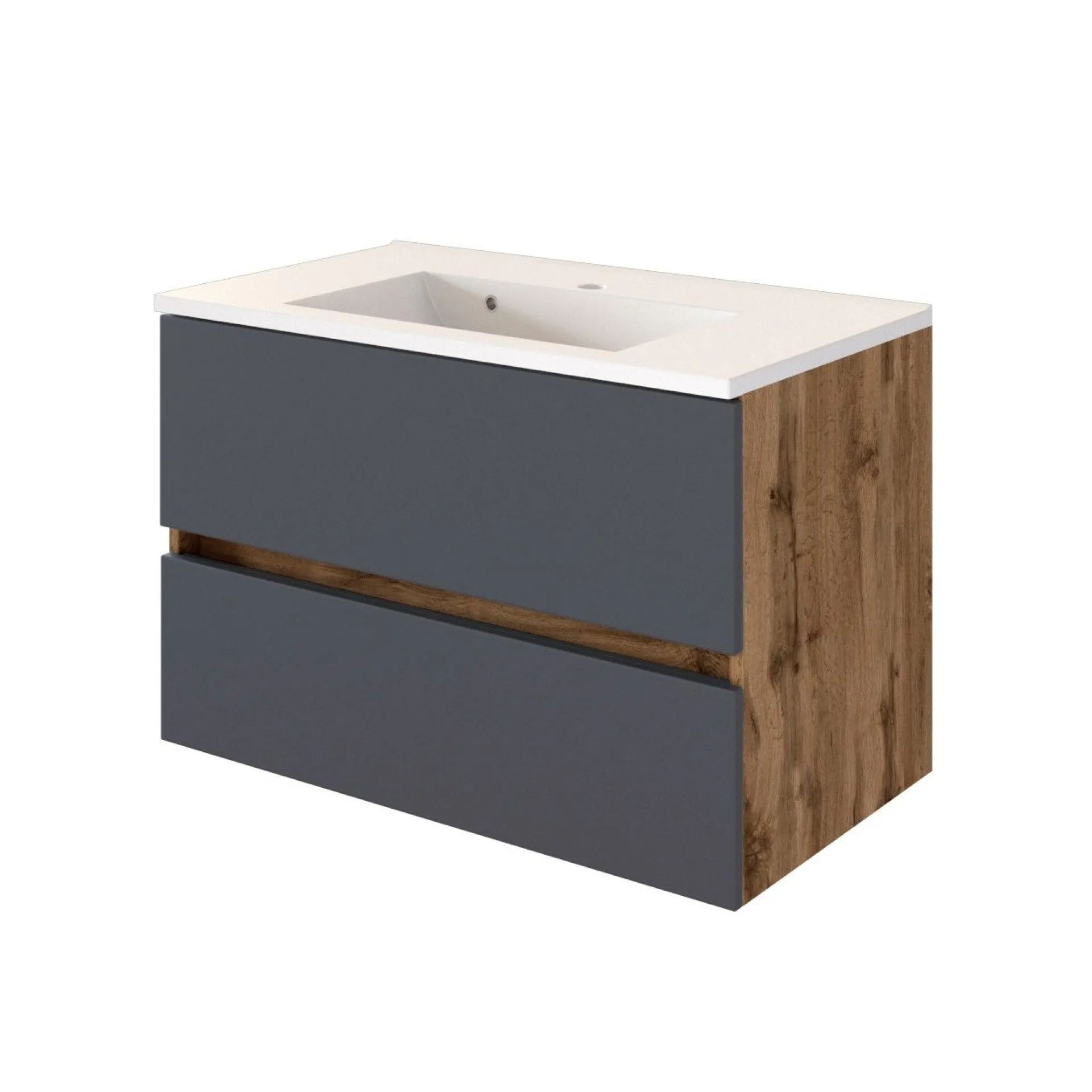 Held Badkombination Luna 2-teilig 80cm - Eiche/grau
