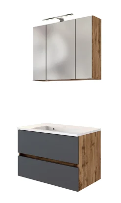 Held Badkombination Luna 2-teilig 80cm - Eiche/grau