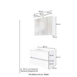 Held Badkombination Luna 2-teilig 80cm - graphit/quecksilber