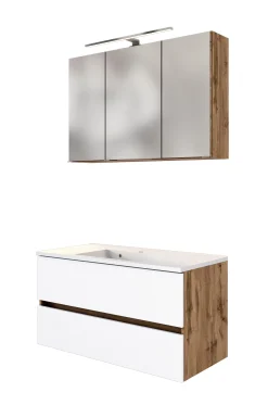 Held Badkombination Luna 2-teilig 100cm - Eiche/Weiß