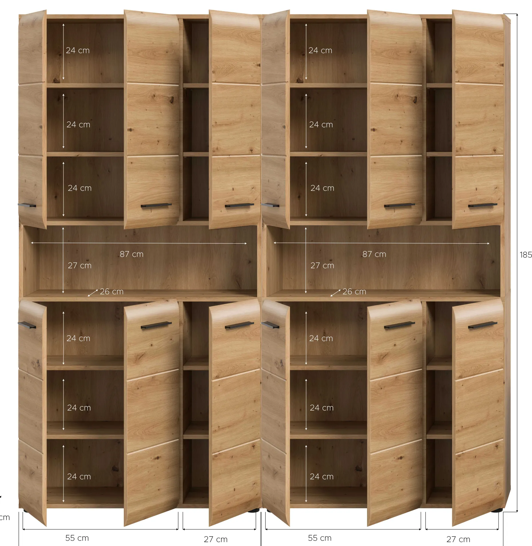 Badmöbelkombination Ice Xonox – Artisan Oak – 180x185x30 cm