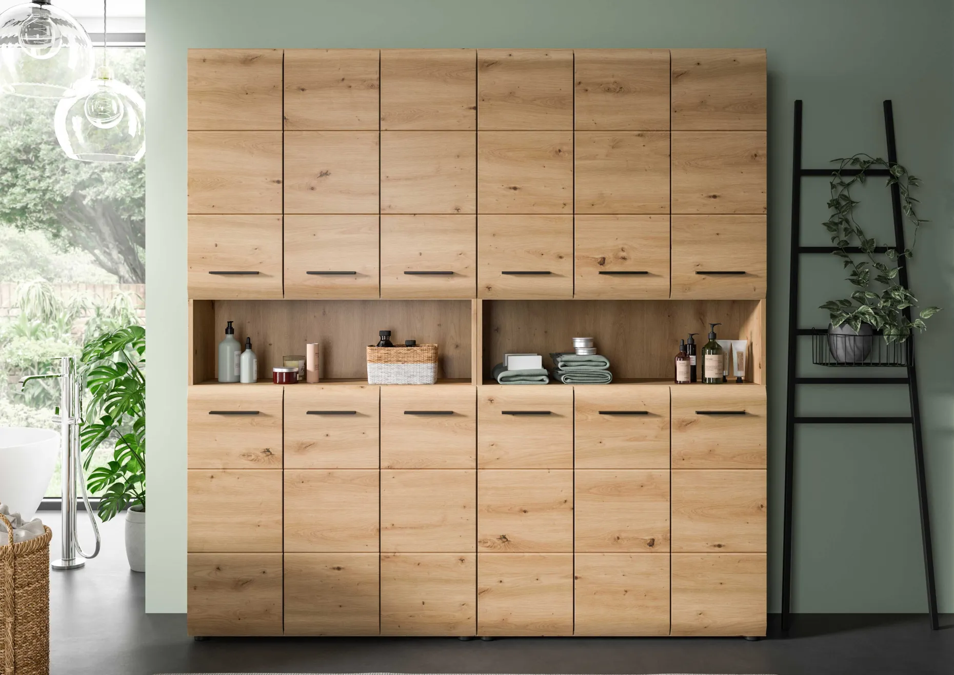 Badmöbelkombination Ice Xonox – Artisan Oak – 180x185x30 cm
