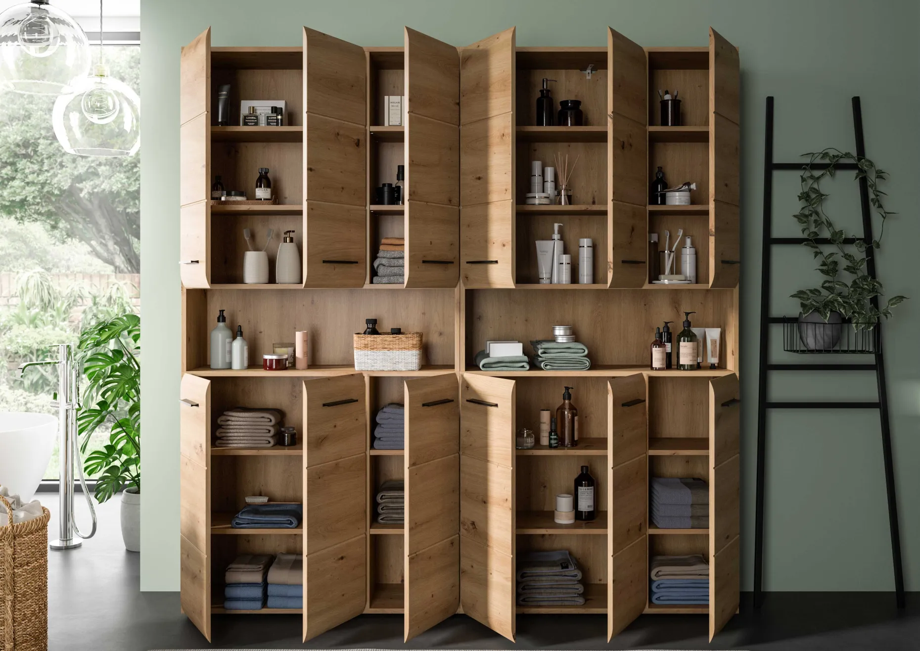Badmöbelkombination Ice Xonox – Artisan Oak – 180x185x30 cm