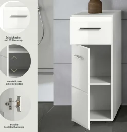 Badschrank Ice Xonox - Hochglanz Weiß - 30x80x30 cm