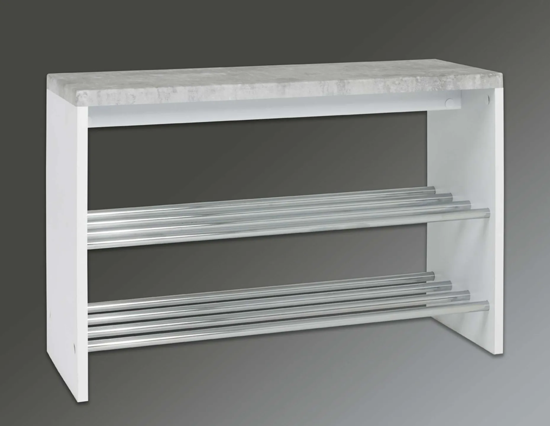 Bank Tillio 81cm, 2 Ablagen - Chrom/Beton Dekor