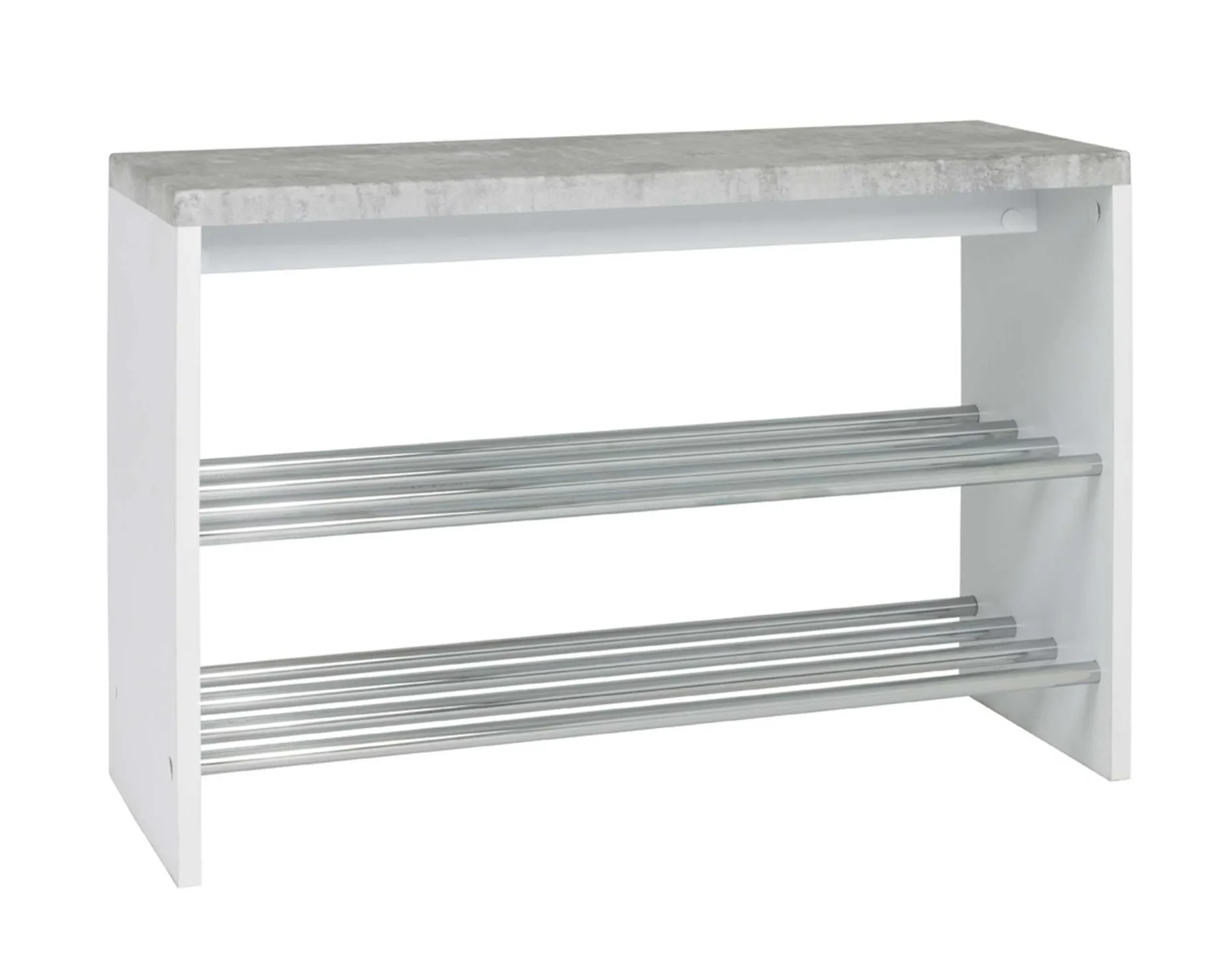 Bank Tillio 81cm, 2 Ablagen - Chrom/Beton Dekor
