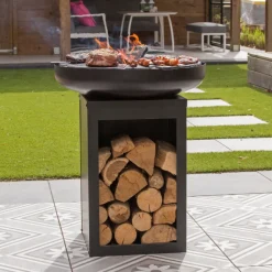Redfire Barbecue Pallas mit Holzlager und gusseiserner Plancha -