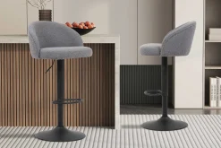 Rousseau Barhocker Arda Bouclé Hell | Metallbeine, Polsterung Bouclé