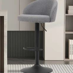 Rousseau Barhocker Arda Bouclé Hell | Metallbeine, Polsterung Bouclé