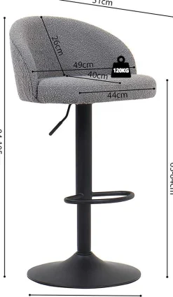 Rousseau Barhocker Arda Bouclé Hell | Metallbeine, Polsterung Bouclé