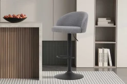 Rousseau Barhocker Arda Bouclé Hell | Metallbeine, Polsterung Bouclé