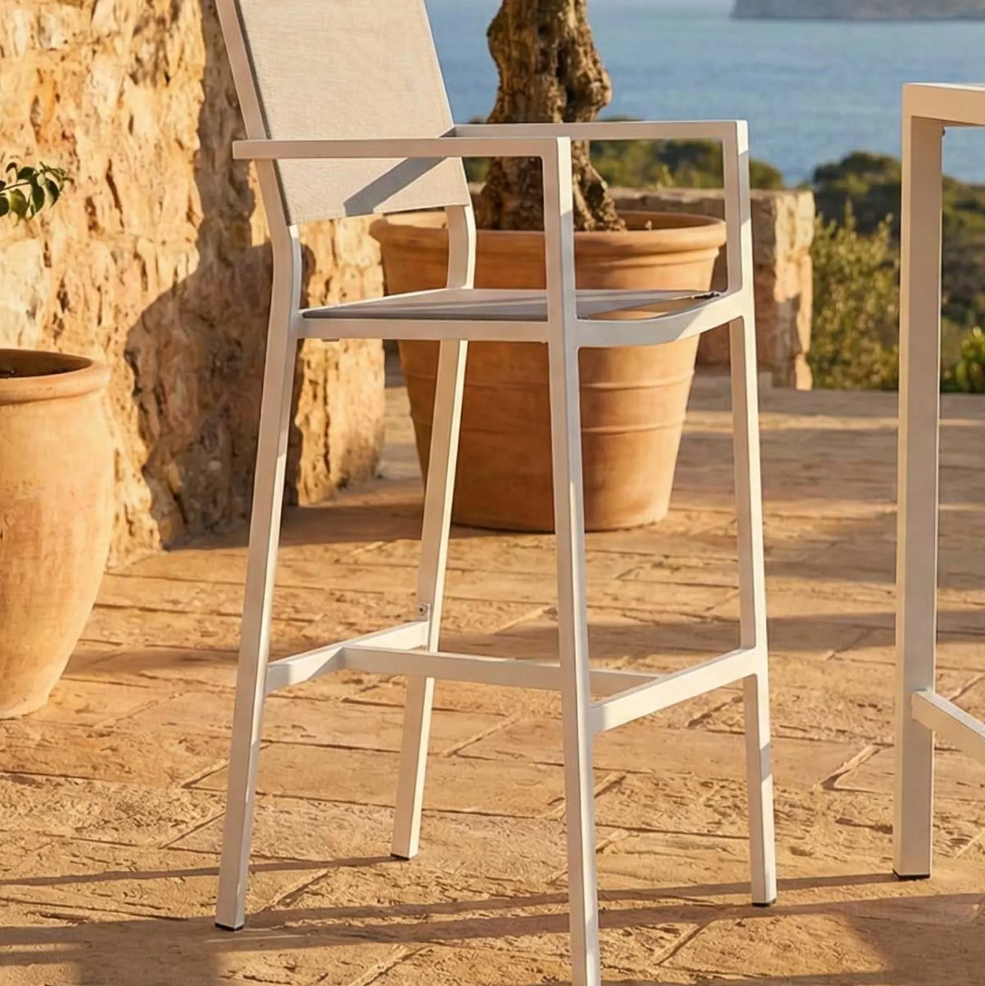 Gescova Barhocker Arianne Aluminium und Textil - weiß/hellgrau