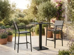 Gescova Barhocker Arianne - Aluminium anthrazit & Textil silbergrau