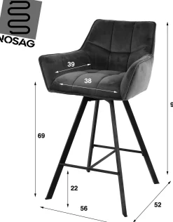 Emob Barhocker Aster - 56x52x95cm - drehbar - champagner