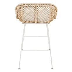 CBA Barhocker Bali - 51x47x92,5cm - mit Sitzkissen - Rattan/Weiß