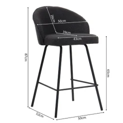 Rousseau Barhocker Bouclé June | Metallbeine | H87 x B52 x T51 cm