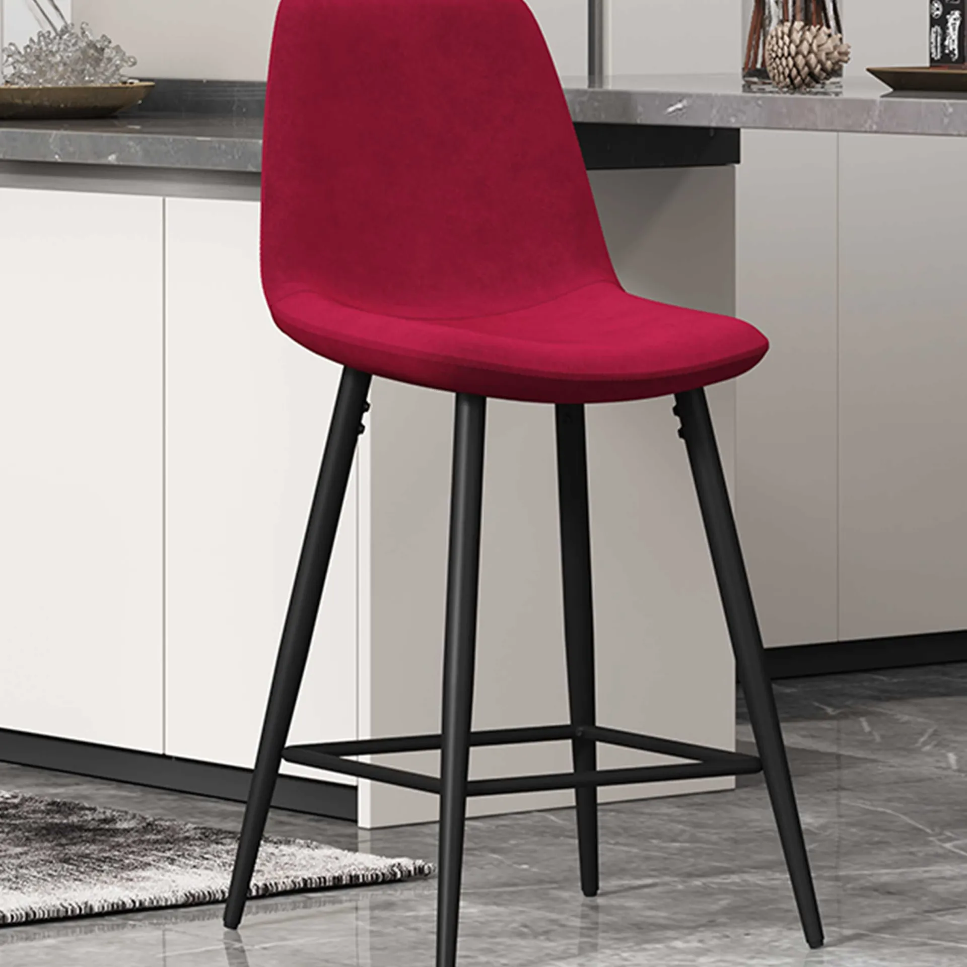 Rousseau Barhocker Jani - bordeauxfarbener Samt