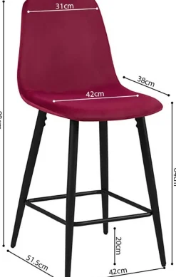 Rousseau Barhocker Jani - bordeauxfarbener Samt